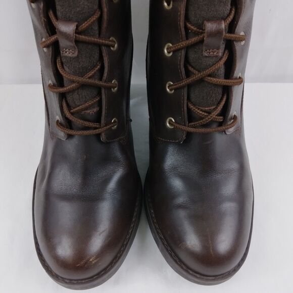 Timberland Earthkeepers Lace Up Boots Brown Leather High Heel Women's Size 8 - Picture 5 of 15